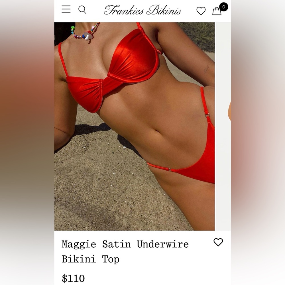 NWT Frankie's Bikinis Maggie Red Bikini Swim Top Size Large (L)